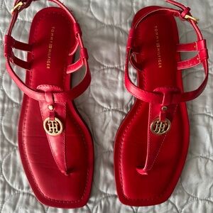 Tommy Hilfiger Women's Gladiator Thong Sandals - Red 8